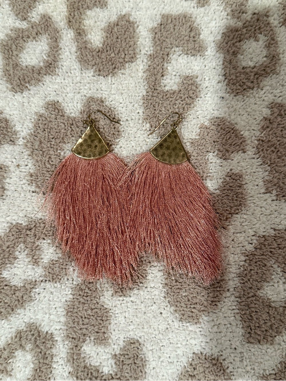 Tassel Fringe Drop Earrings - Rose Gold Tone